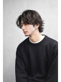 波巻きスパイラルパーママッシュウルフメンズミディアムロング