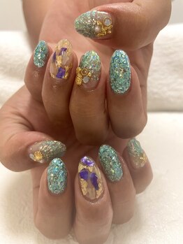 ジェルネイルステラ(gel nail Stella)/キラキラ、シェル！夏ネイル