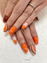 ジェルネイルステラ(gel nail Stella)/オレンジとブラウン